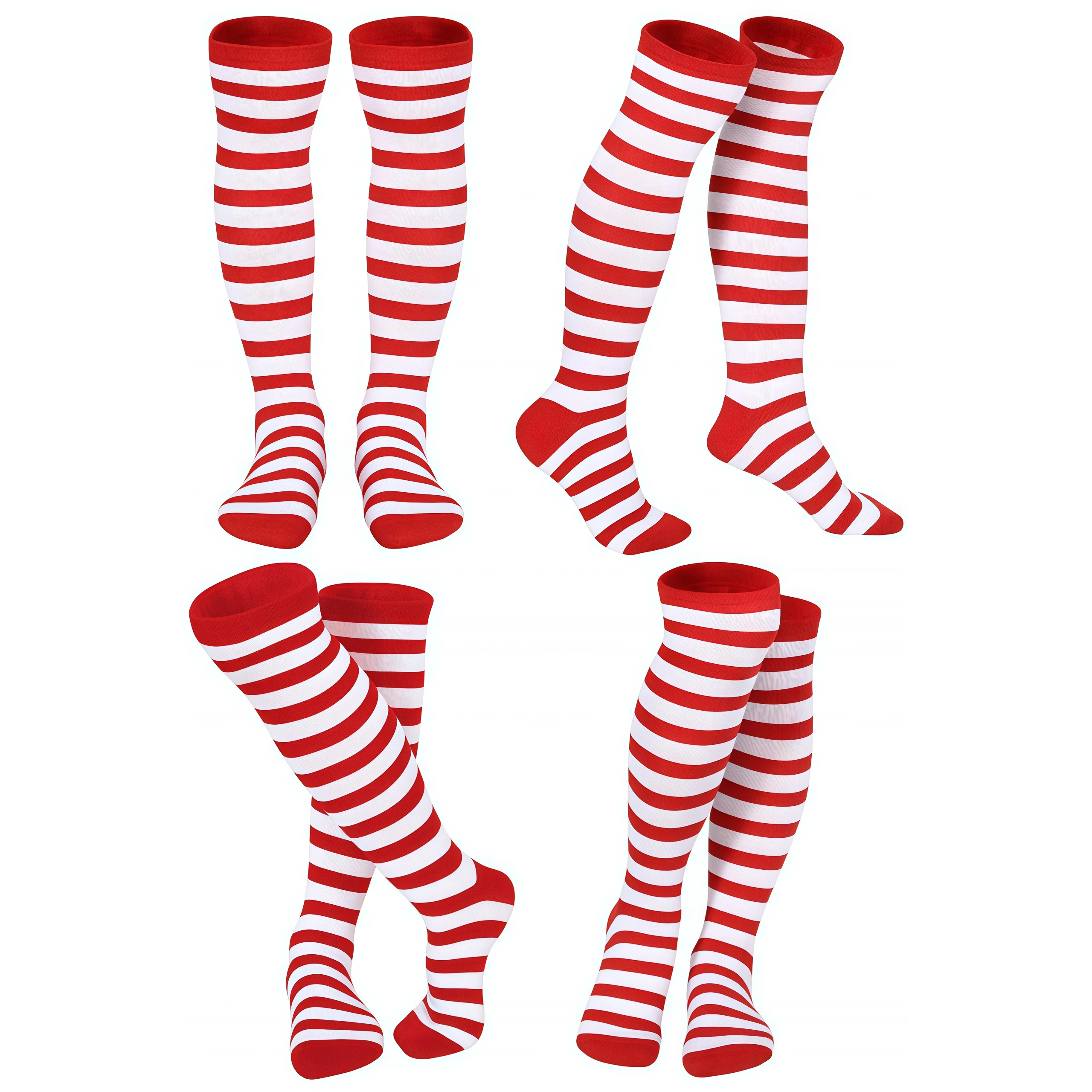 Casual Kids Striped Knee High Socks Long Circus Jokers Socks Thigh High Stockings For Kids Halloween Christmas Carnival Matching