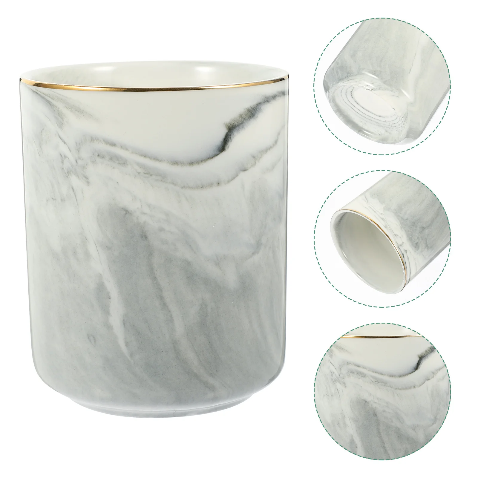 

Marbling Ceramic Pen Organizer Large Space Decorative Makeup Brush Holder Home Supply Multi-Function Utensil Holder Dresser