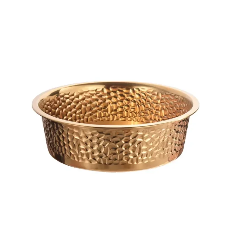 

New Arrival Best-Selling Cross-Border Luxury Durable Modern Pet Bowl for All Pets Gold-Tone Stainless Steel Feeder with
