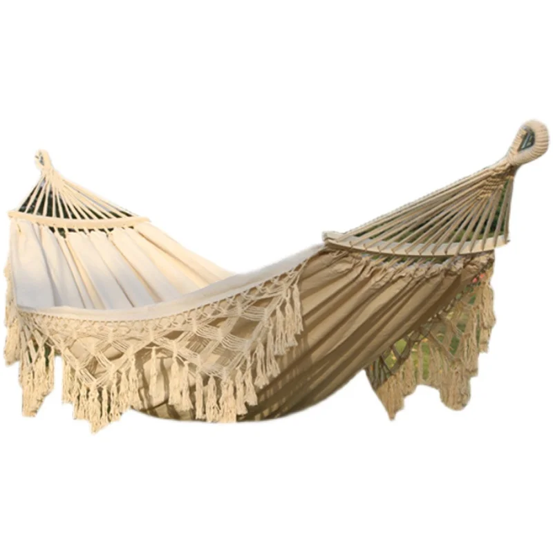 

Fringed Hammock Outdoor Swing Anti-Rollover Indoor Home Outdoor Camping Dormitory Adult Double Canvas