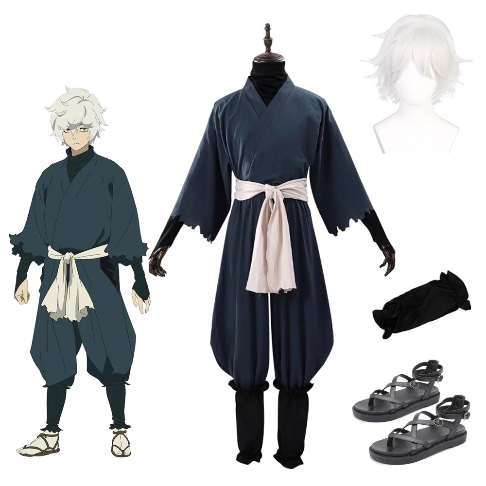 

Gabimaru Cosplay Costume Anime Jigoku Raku Hell's Paradise Jigokuraku Uniform Pants Kimono Samurai Ninja Outfits Wig Shoes Set