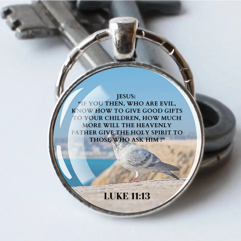 Bible Verse Keychain Jesus Said Quotes Glass Dome Car Keyring Scripture Key Chain Faith Jewelry Christian Gift