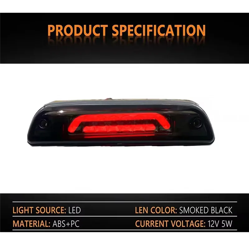 الذيل وقف مصباح إشارة سيارة الثالث 3Rd الفرامل مصباح ليد لتويوتا تاكوما 1995-2017 اكسسوارات الأجزاء الخارجية المدخن الأحمر #4