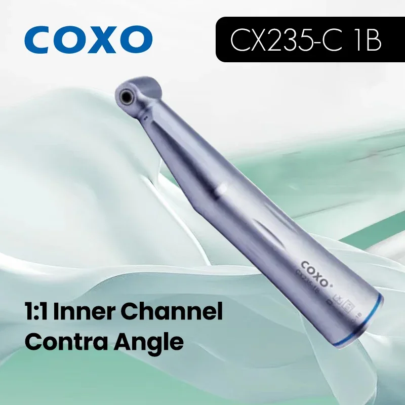 

COXO CX235-C 1B 1:1 Dental Low-Speed Contra Angle Handpiece - Inner Channel Drive for Electric Motor Rotary Dental Instruments