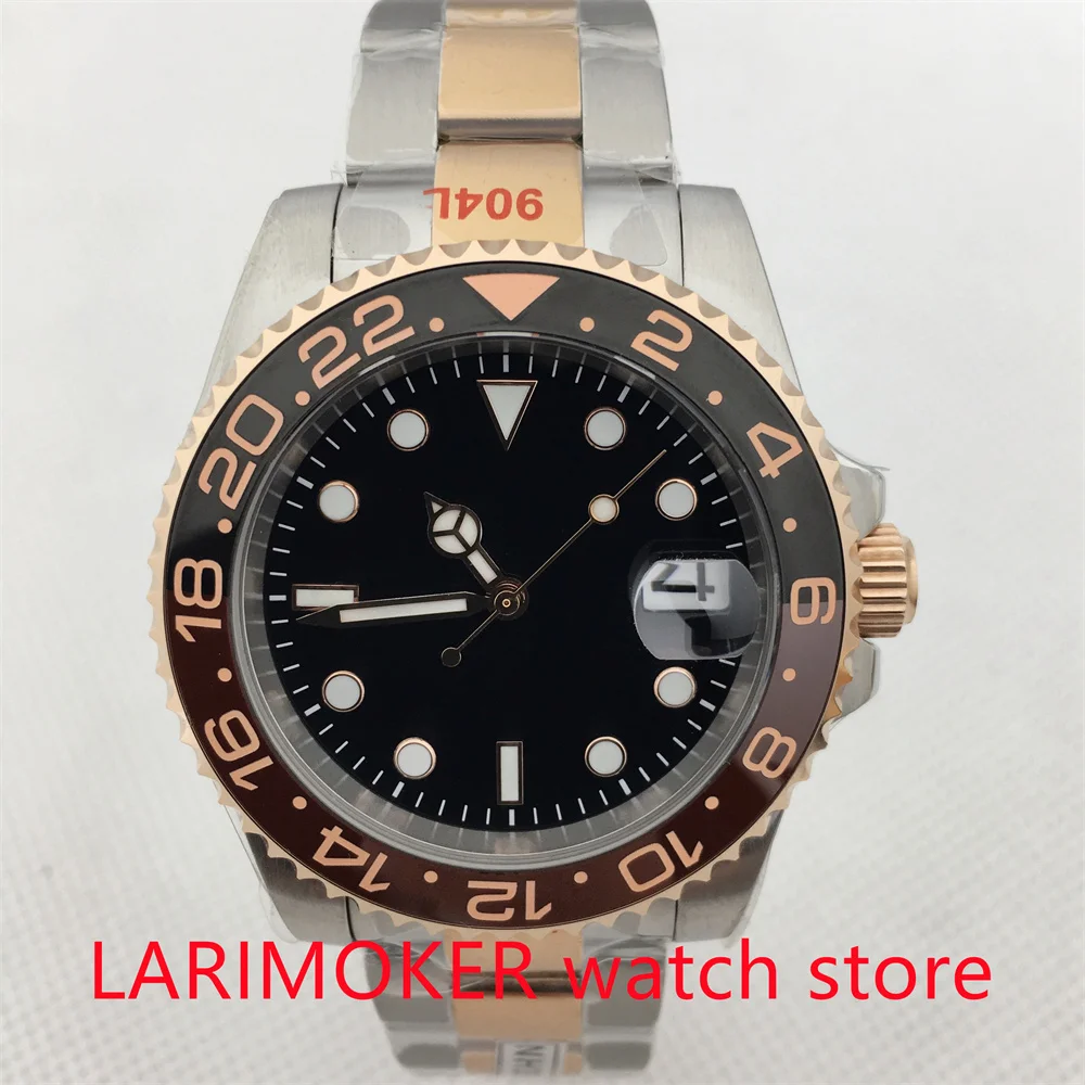 

Bliger 40mm Rose Gold Luxury Mechanical Men's Watch 21 Jewels MIYOTA 8215 NH35 PT5000 Ceramic Bezel Luminous Black Dial