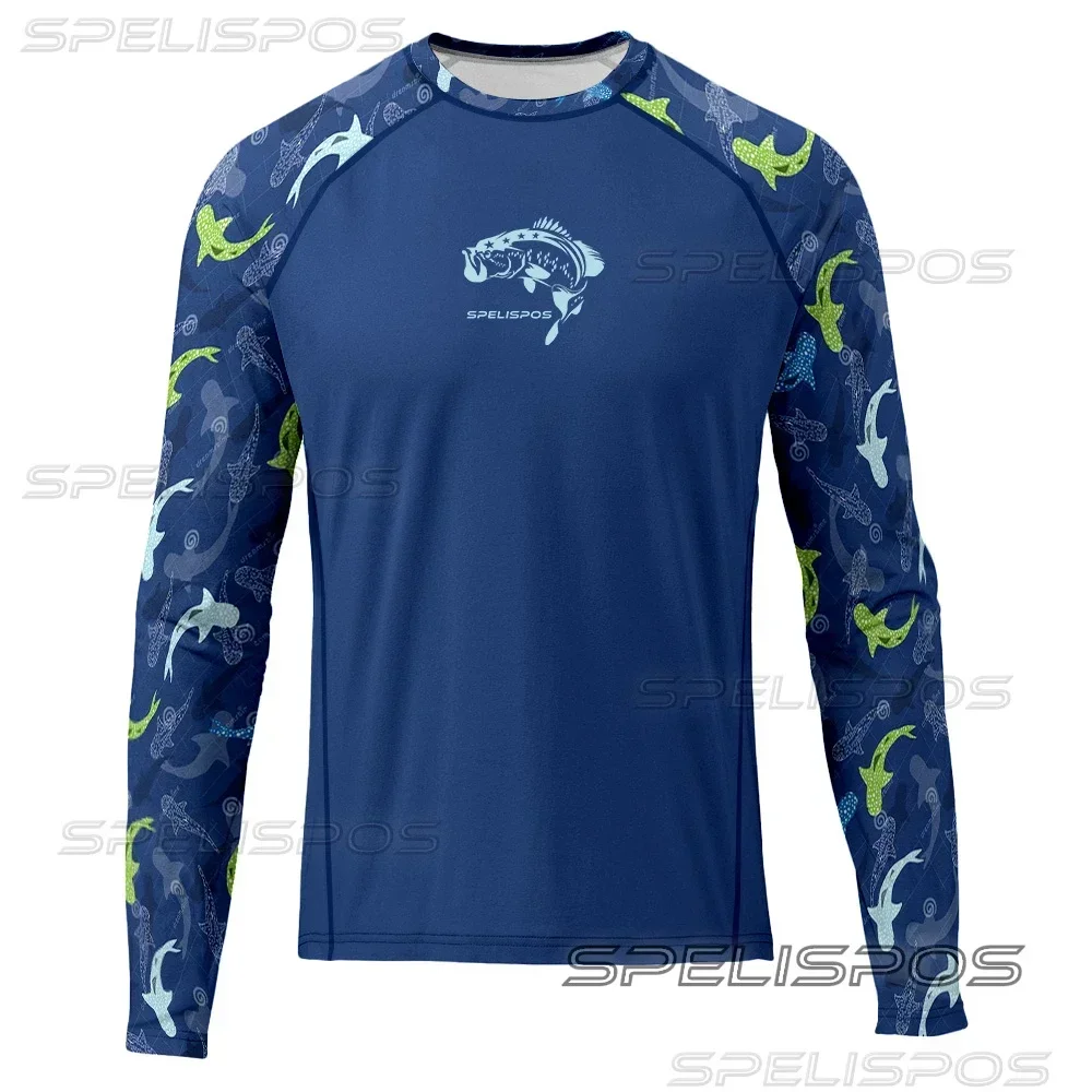 

Men Fishing Clothes Round Neck Fishing Jersey Hiking Tops Breathable UPF 50+ Long Sleeve Shirt Performance Angling