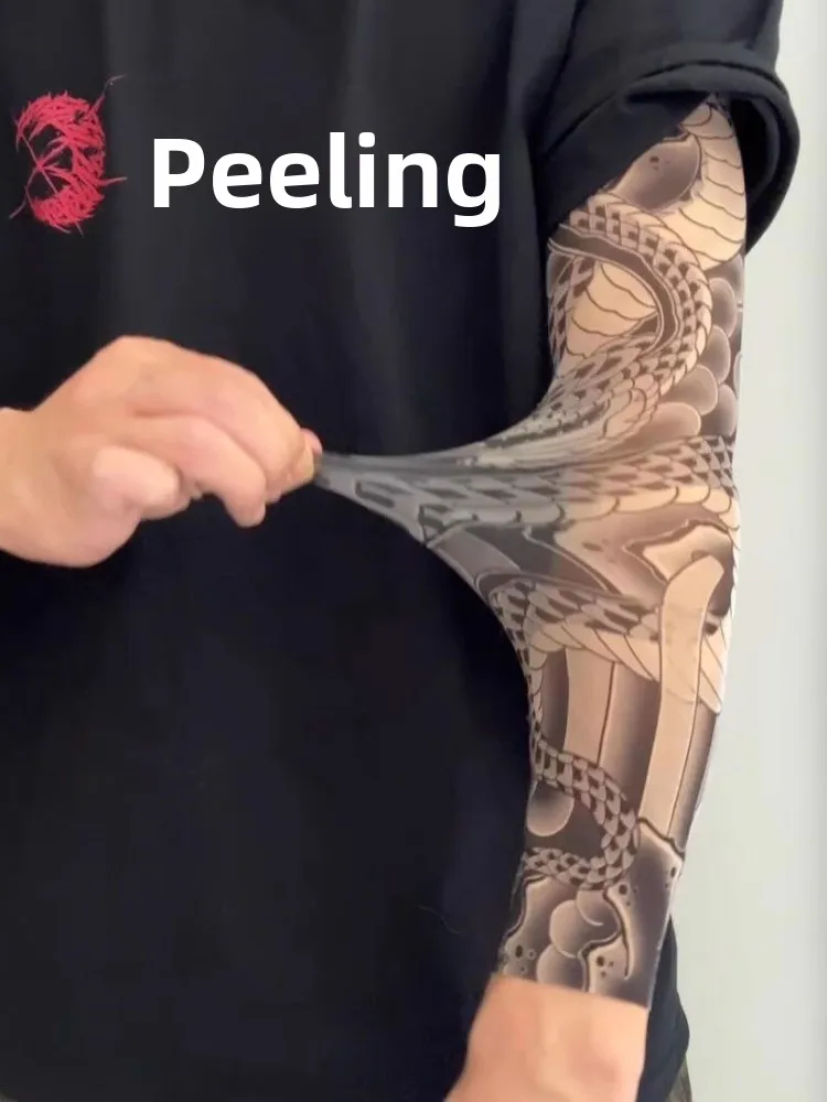 Ultra-Thin Floral Sleeveless Driving Gloves Men's Tattoo Ice Sleeve Arm Protector for Cycling And Sunscreen Long Gloves