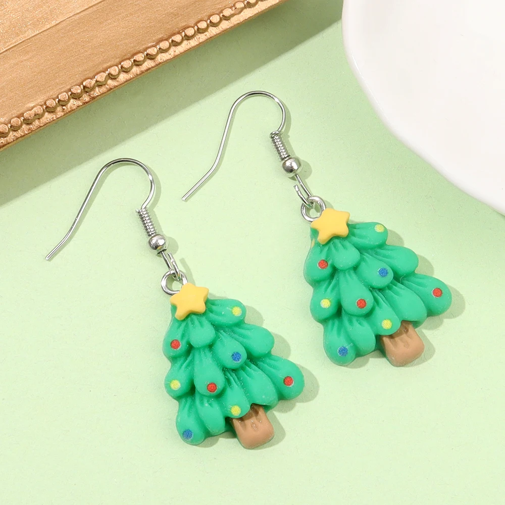 3/12/24/48 قطعة قلادة على شكل شجرة عيد الميلاد الخضراء ، أقراط قلادة ذاتية الصنع ، إكسسوارات هدايا عيد الشكر لعيد الأم #3