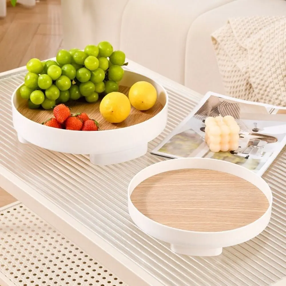 

Nordic Style Wooden Storage Tray Round Minimalist Sundries Organizer Plastic High Foot Fruit Storage Tray Entrance Hall