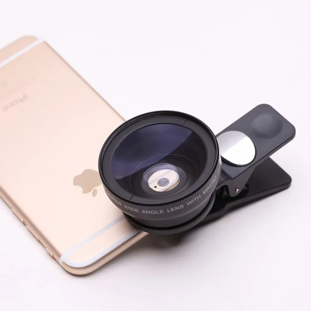 2 Functions Mobile Phone Lens 0.45X Wide Angle Len & 12.5X Macro HD Camera Lens Universal for iPhone Android Phone