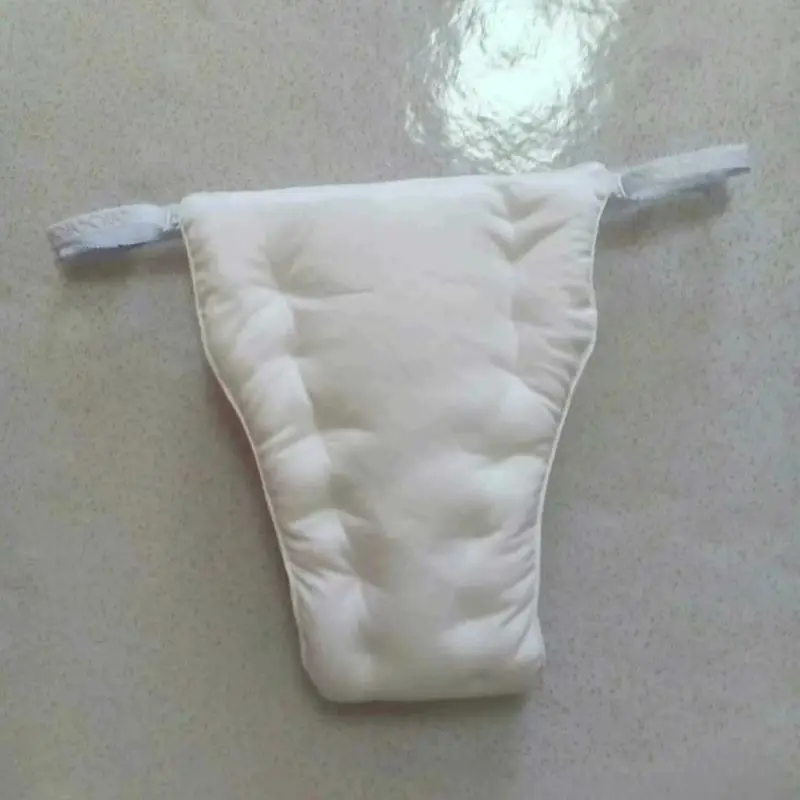 Man Handmake Ice Silk Fill Cotton Adjustable Strap T-Brief Soft Silky Smooth Puffy Bigger Size With Holes Comfortable Underpants