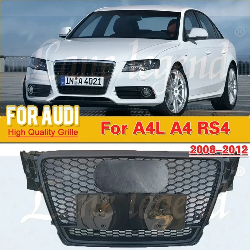 New ABS Material Centre Panel Upper Grill Car Front Bumper Grille for Audi RS4 for A4/A4L B8 2008-2012 (Refit for RS4 Style)