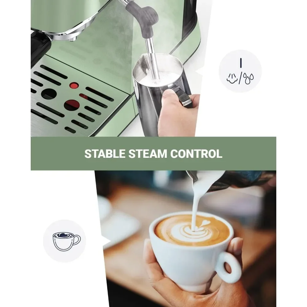 Cafetera con Espumador de leche, varita de vapor, temperatura perfecta, Control de vapor estable, máquina de café Espresso