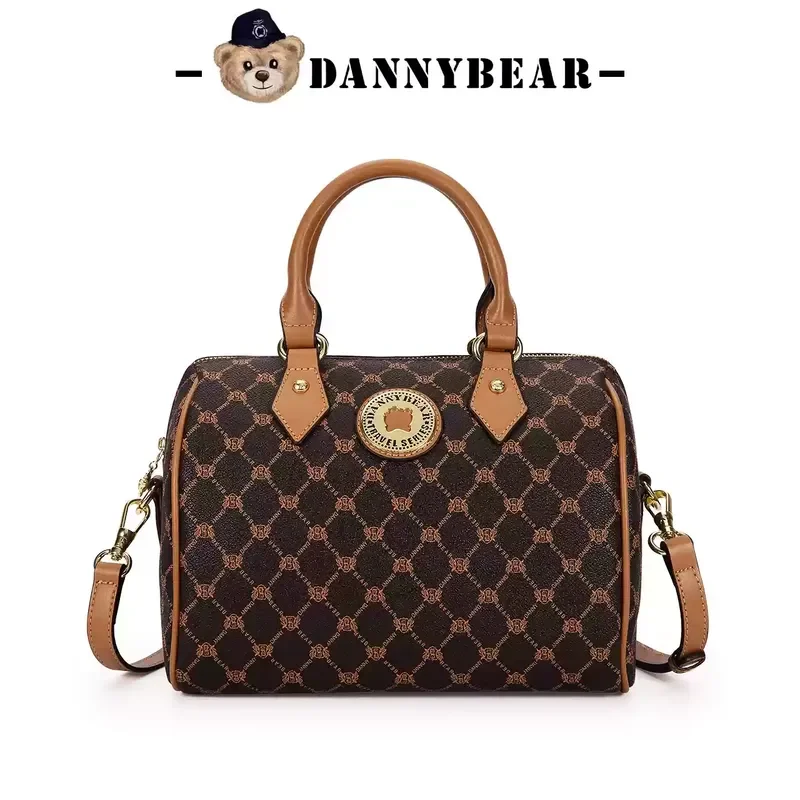 Danny Bear Handbag Crossbody Bag Women'S Bag Commuting Daily Diamond Grid Boston Bag Large Capacity Inclined Shoulder Bag