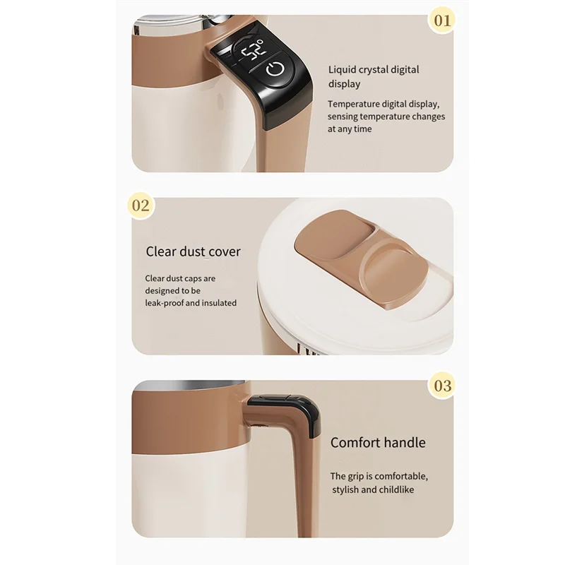 BAAD 400 مللي كوب خلط ذكي LED عرض درجة الحرارة فنجان القهوة 316 الفولاذ المقاوم للصدأ المغناطيسي درجة الحرارة القهوة اثارة القدح