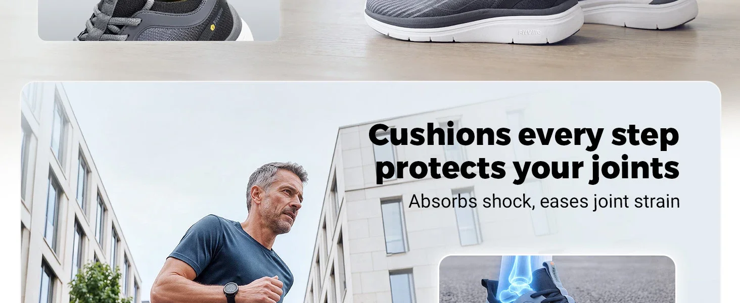 FitVille Extra Wide Toe Herren-Wanderschuhe, wasserabweisende Freizeitsneaker, Sportschuhe für Herren, rutschfest, lindert Fußschmerzen. – Detail 4