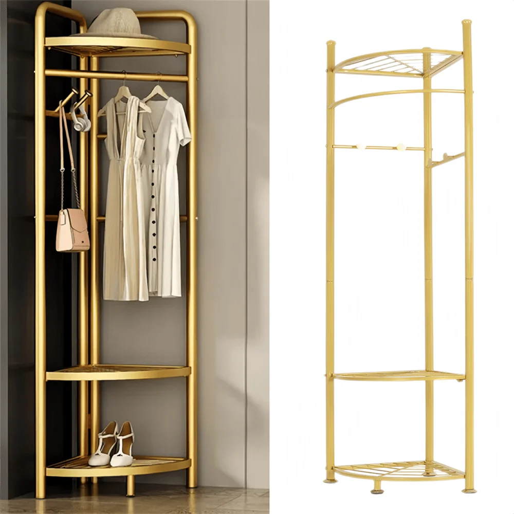 

Extra Tall Hat Coat Rack Heavy Duty Corner Clothes Tree Rack Hanger with Shelves