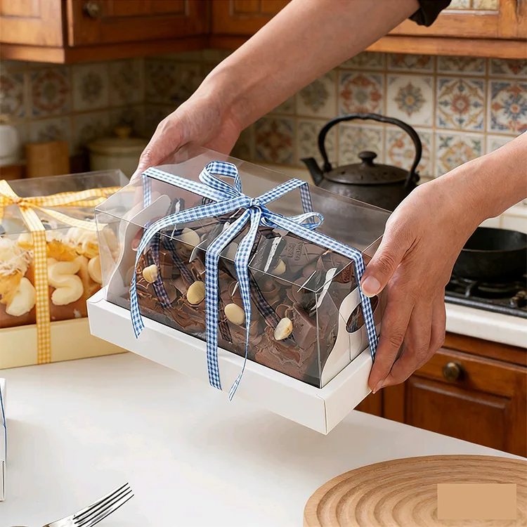 Dessert Pastry Wrapping Box Towel Roll Transparent Cake Case Cake Roll Macaron Cake Sushi Packaging Boxes Bakeware 5pcs
