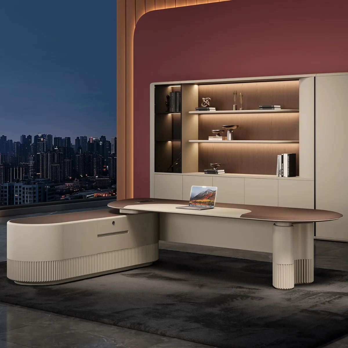 Only beautiful woman boss table desk fashion light luxury high sense E0 president table high-end class desk white lighting