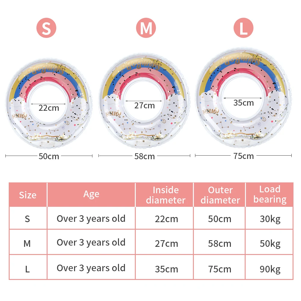 Swimbobo Kids Float Ring Rainbow For Kids PVC Inflatable Swimming Underarm Rings Children Floats In Summer Floating Water Toy