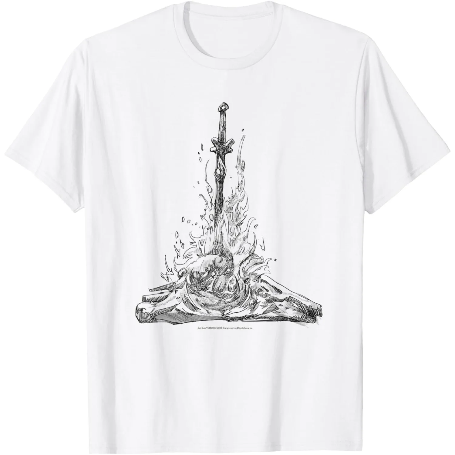 Dark Souls Bonfire Sword Graphic T-Shirt Men's Basic Crewneck Short Sleeve Cotton Tee