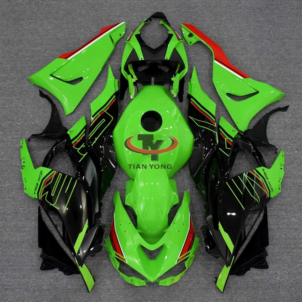 Motorcycle Full Fairing Kit With plastic fuel tank For ZX6R 636 2024 2025 ZX 6R Bodywork Green Black Prints Injection Cowling