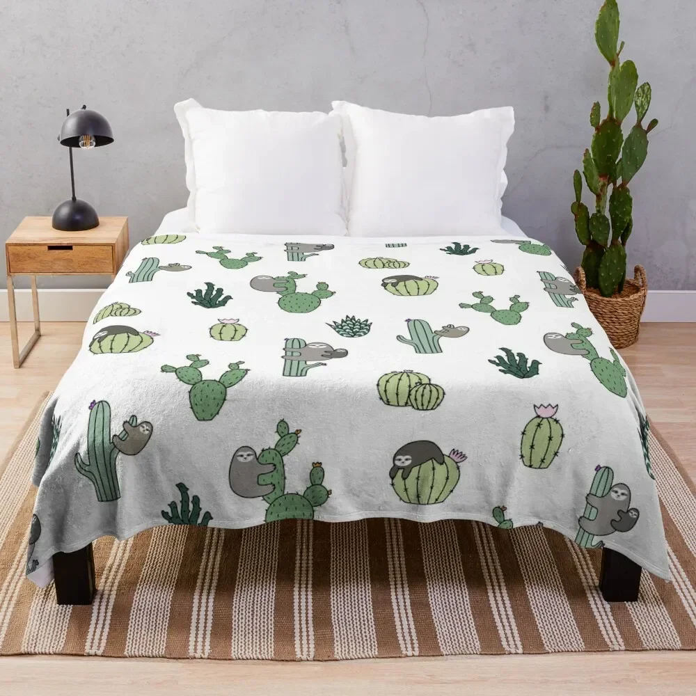 

Cacti Sloths Throw Blanket Thermals For Travel Bed linens warm for winter Blankets