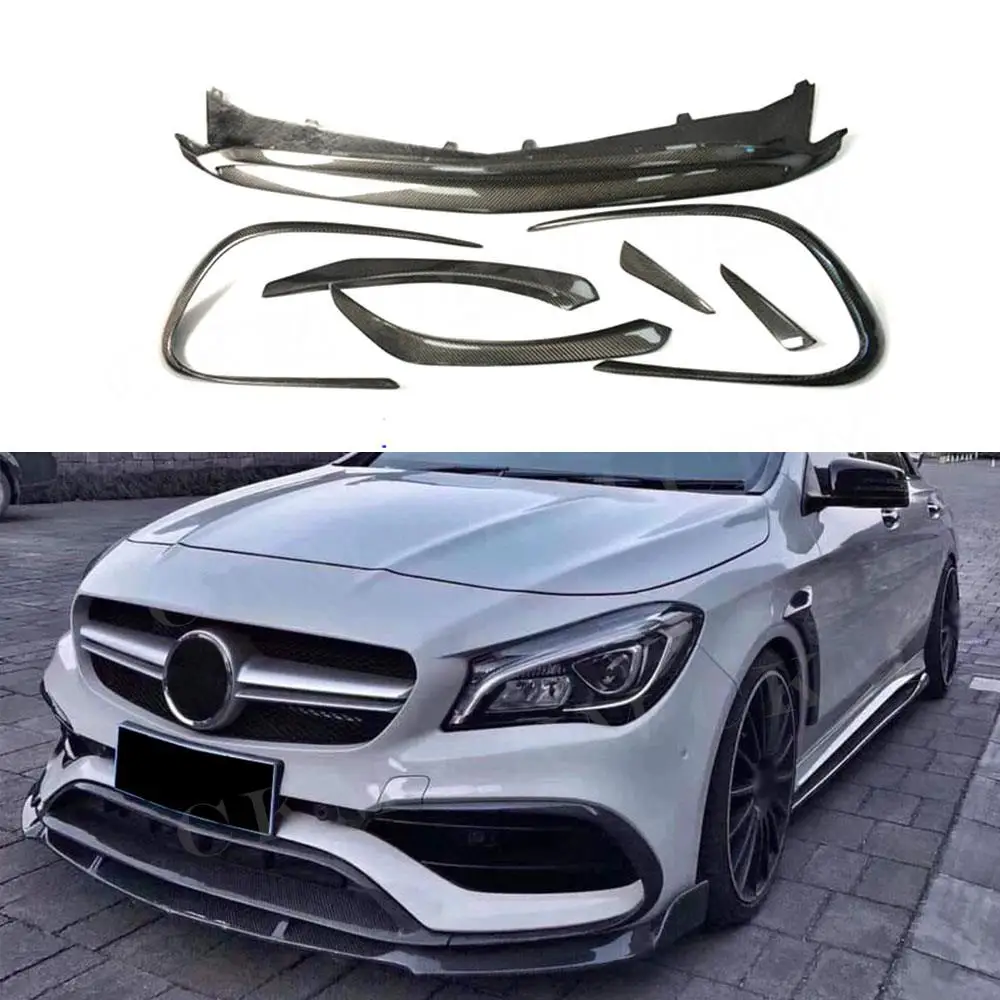 

Carbon Fiber/ABS Black Front Bumper Lip Spoiler Flaps Canard for Mercedes Benz CLA Class W117 CLA45 AMG 2016-2018 Car Trim Cover