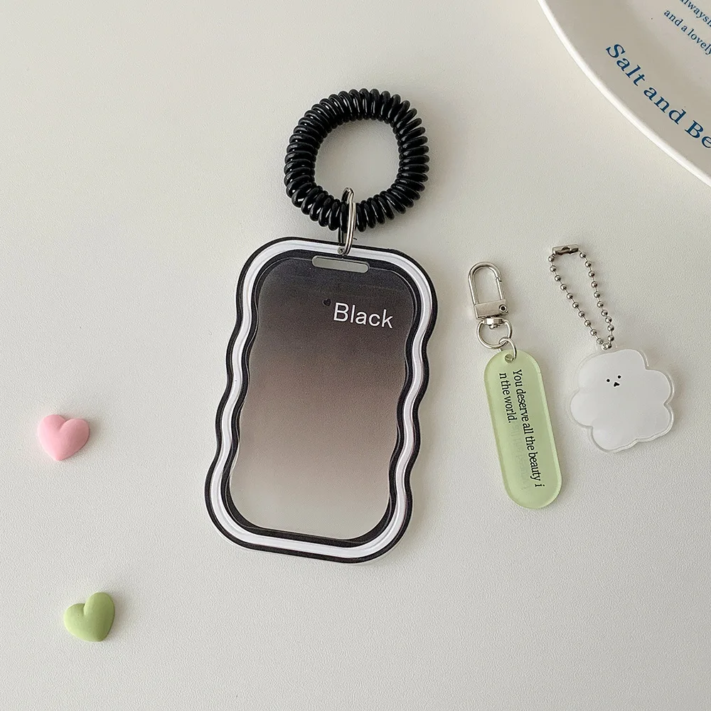 Onda transparente titular do cartão caso ídolo photocard display pingente campus cartão de refeição cartão manga protetora presente para estudante