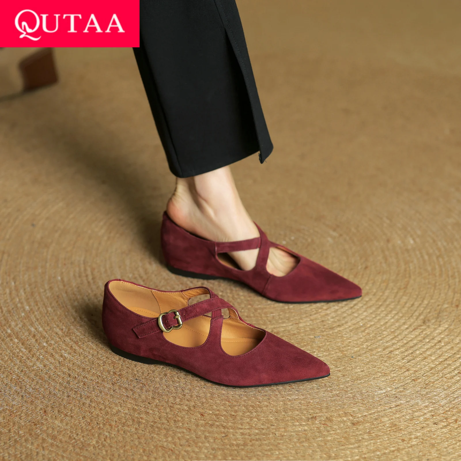 

QUTAA 2025 Fashion News Mary Jane Women Pumps Shoes High Heels Summer Sexy Pointed Toe Shoes Spring Party Wedding Woman 34-40