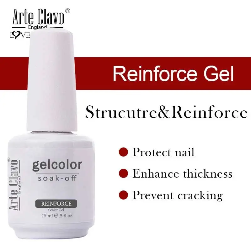 Arte Clavo 15ml Reinforce Gel Protect Strengthen Clear Transparent Soak Off LED Matt Top Base Coat Nail Polish Hybrid Varnish