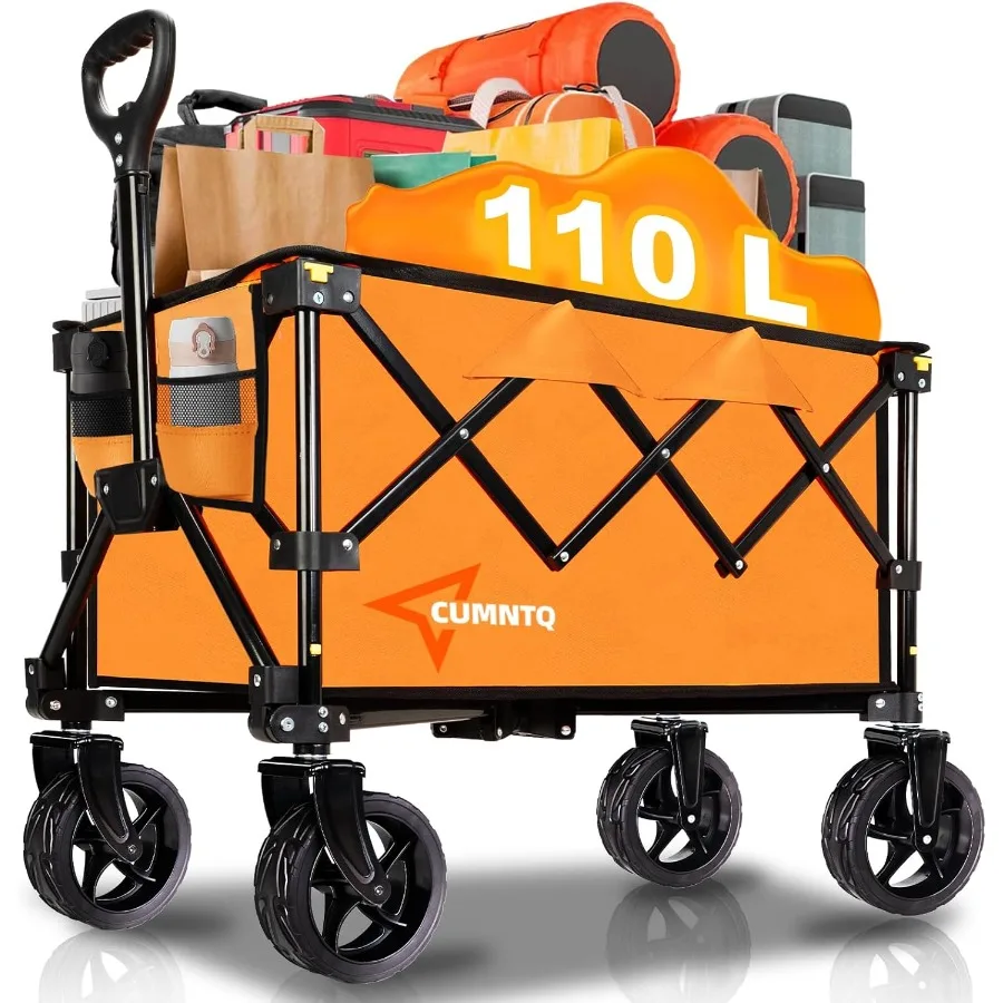 

Collapsible Wagon Cart with Wheels Heavy Duty Foldable Wagon Cart with 230lbs Weight Capacity for Outdoor Use Including Beach G
