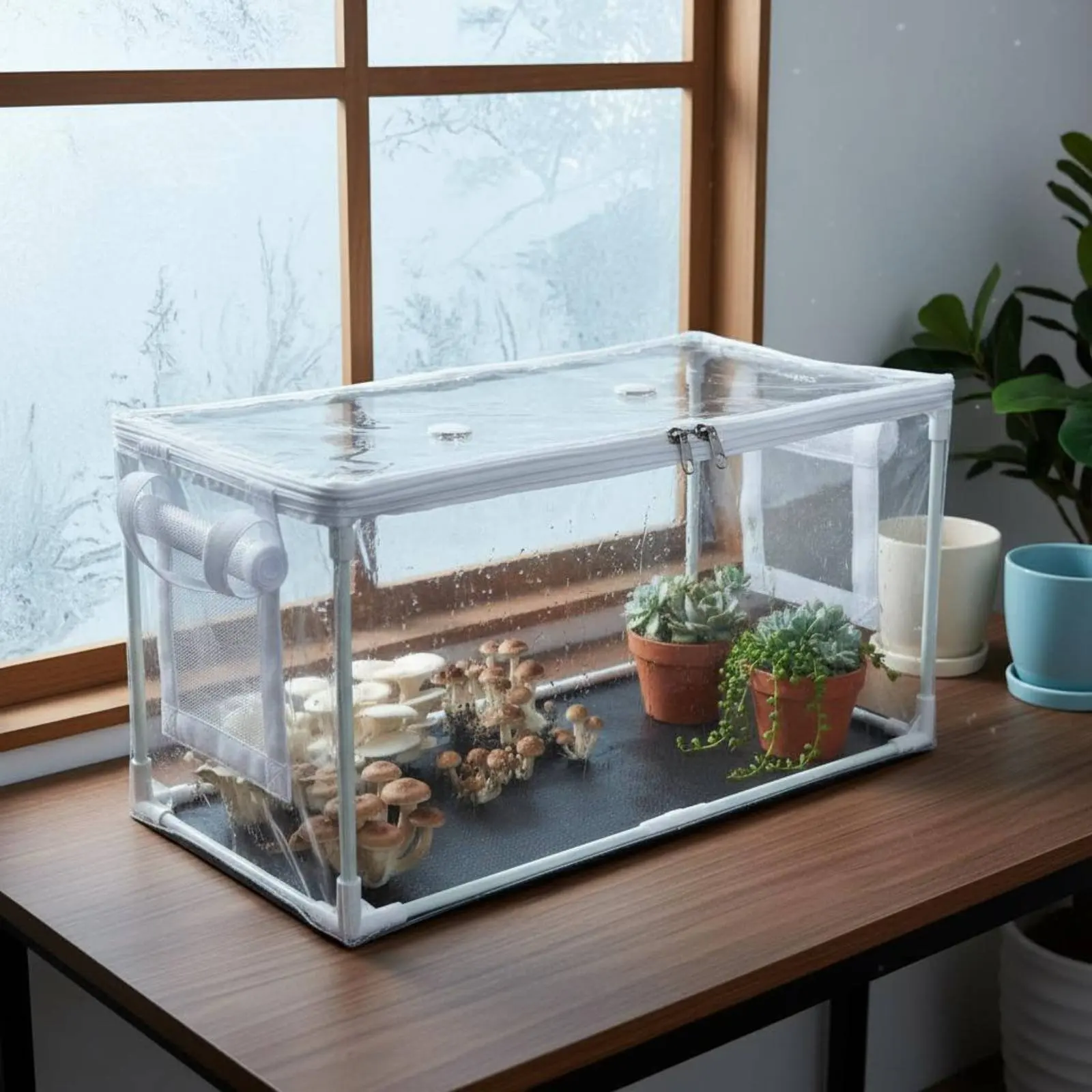 Portable Plant Tent Easy Assembly Indoor Plant Grow Chamber Small Fungi Growing Box Sturdy Frame Gardening Supply Double Zippers