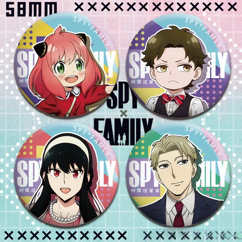 Anya Forger Yor Forger Bond Forger Sylvia Sherwood 58mm Anime Reflective Badges Lapel Pins Brooches Fashion Jewelry Fans Gift