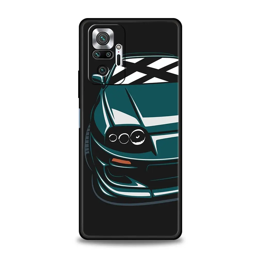 Phone Case For Xiaomi Redmi Note 13 12 5G 9S 9 8 10 11 Pro 9T 13C 12C 10C 9C 9A 7 Pro Silicone Cover JDM Type R Civic Sport Car