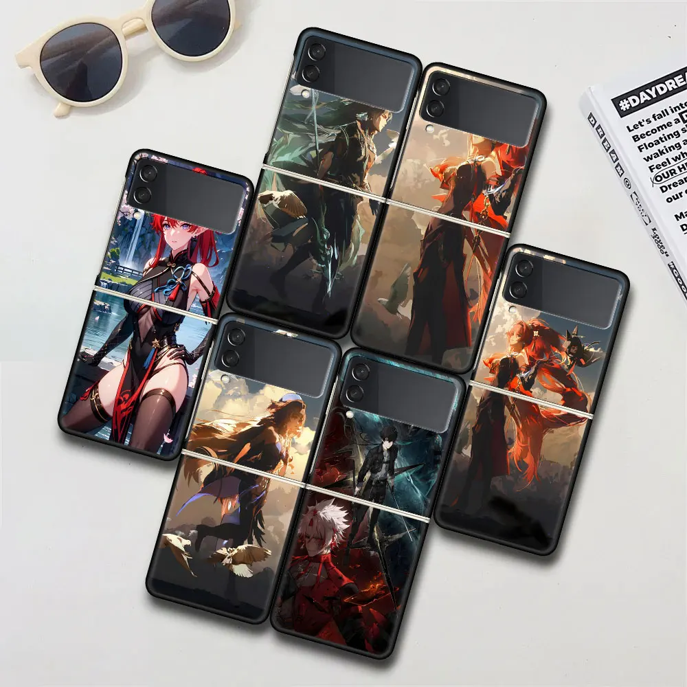 Wuthering Waves Game Phone Case for Samsung Galaxy Z Flip 4 3 5G Hard PC Cover Flip4 Flip3 Black Funda Capa Zflip4 Zflip3 Coque