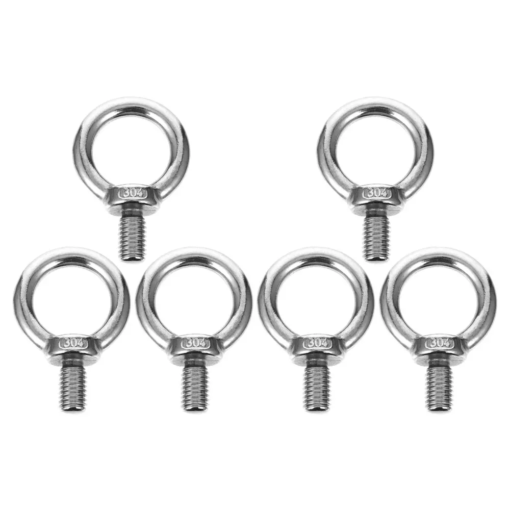 

6pcs M10 Eye Screw Threaded Eyebolt Ring Nuts Stainless Steel Lifting Device Nuts Rope Fitting Fastener Hardware Accessories