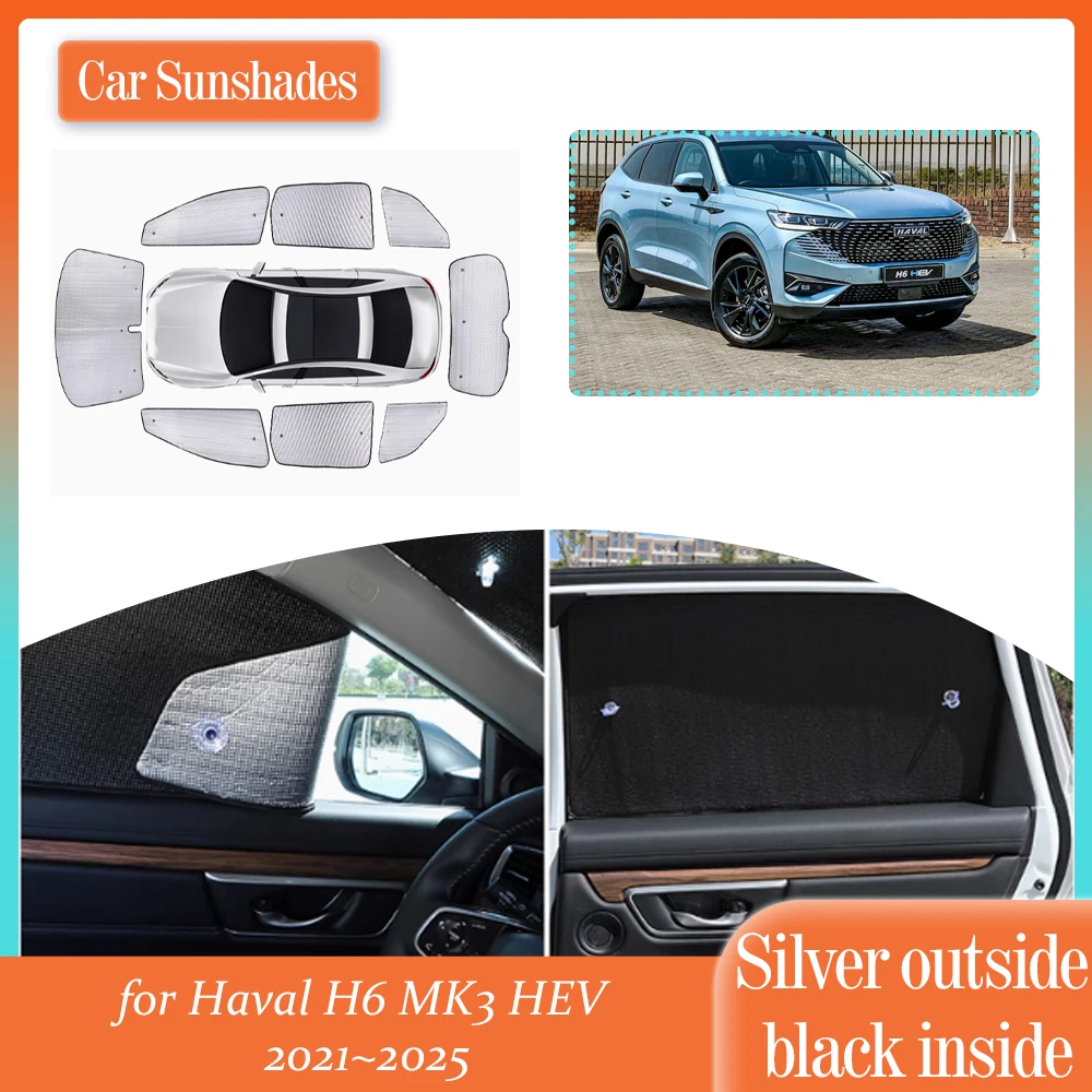 

Автомобильный солнцезащитный козырек для Haval H6 MK3 HEV 2021 ~ 2025 на крыше, боковые окна, солнцезащитный козырек, занавеска на лобовое стекло, часть люка, аксессуары