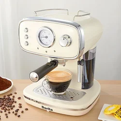 Semi-automatic espresso machine, household small milk frother, all-in-one retro mini  coffe maker Office and dormitory