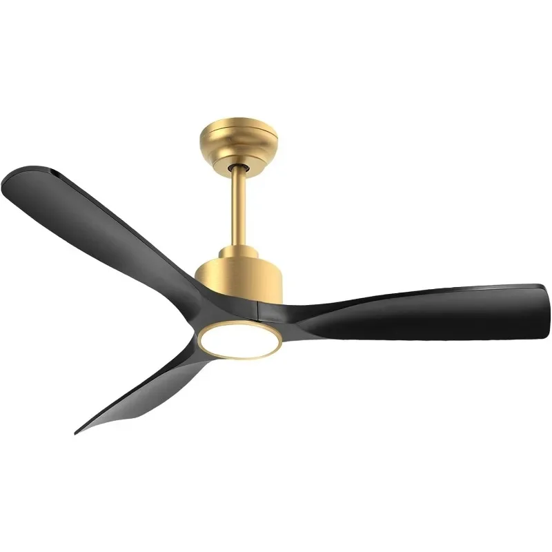 

52 Inch ETL Listed Quiet DC Motor High CFM Ceiling Fans with Lights Remote Control, Indoor Outdoor 3 Blade Black Gold Smart