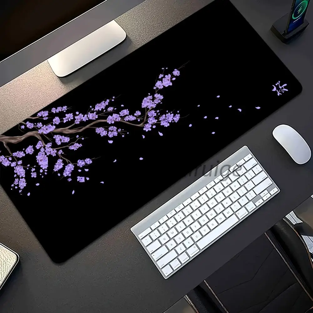 

Cherry Blossoms Mouse Pad Large Computer Office Game Table Mat XXL Rubber Anti-slip Stitched Edge Keyboard Mats Long Desk Pads
