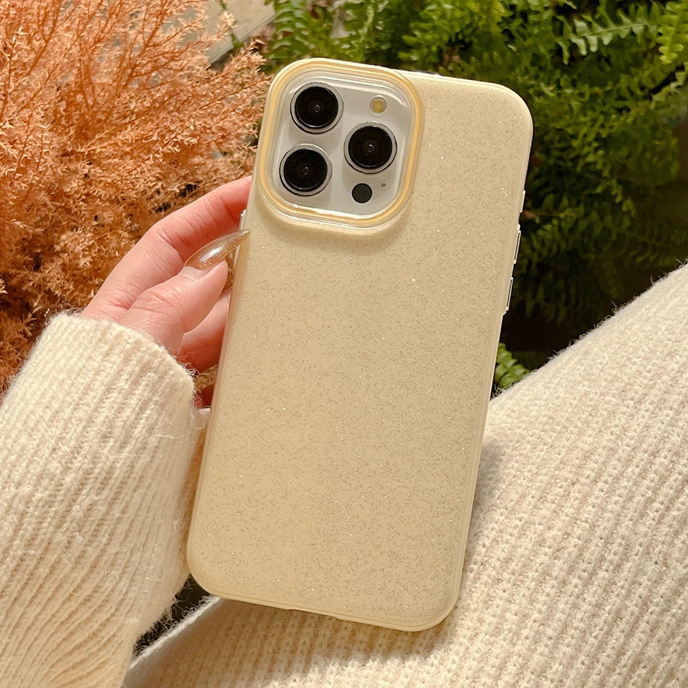 Casing silikon lembut berkilau, penutup pelindung Bumper tahan guncangan jeli permen berkilau untuk iPhone 14 15 16 Pro Max