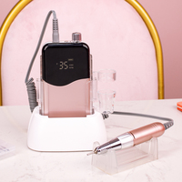 Light Rose Gold 35000RPM Portable Electric Nail Drill Machine Nail File Nail Drill Bits Cordless Polisher with Base