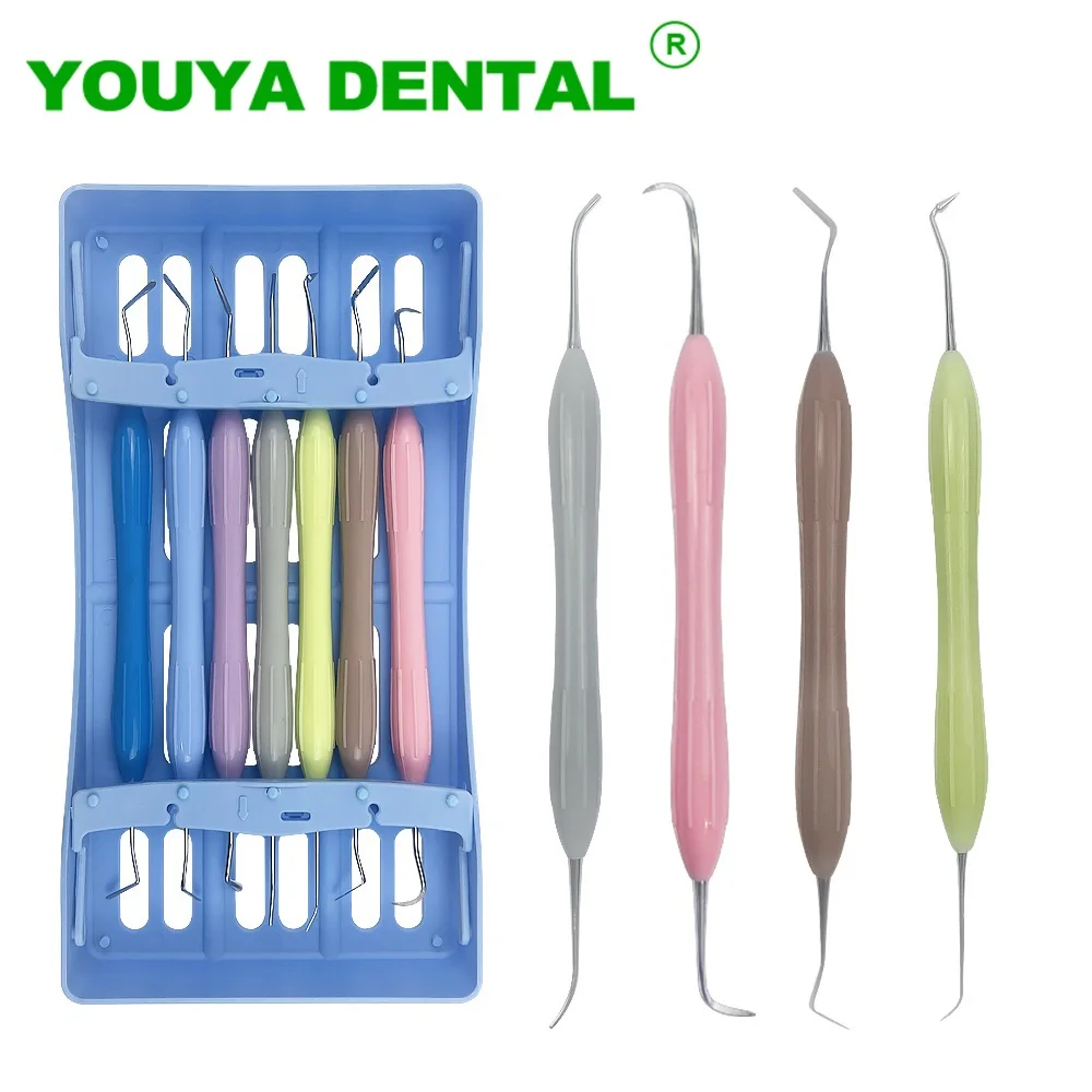 7pcs Dental Instrument Composite Resin Filling Spatula Aesthetic Restoration Set Resin Knife Spatula Tool Dentistry Placing Case