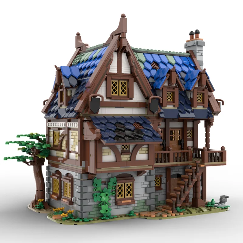 

2989 деталей MOC: Средневековый замок, модель средневековой таверны и гостиницы, технический конструктор, игрушки для самостоятельной сборки, подарки для детей на праздники
