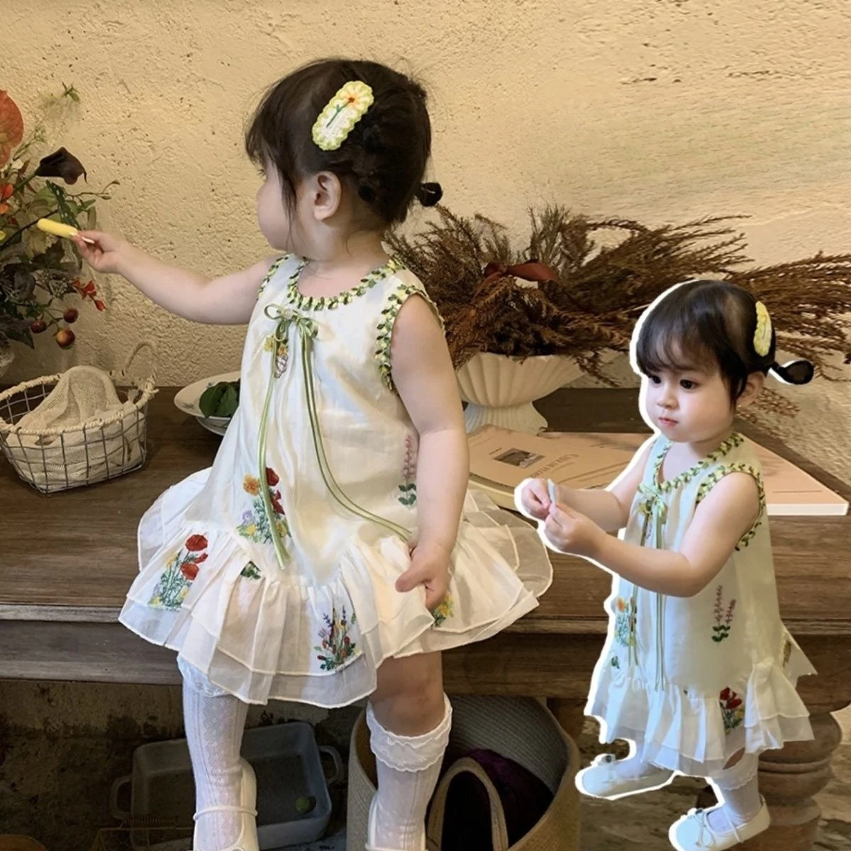

Girls' National Style Holiday Dress Summer 2025 New Pretty Sleeveless Girls' Baby Western Princess Dress