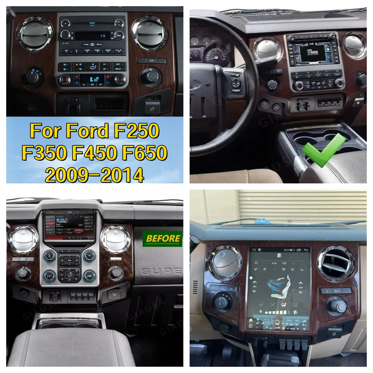 Qualcomm Android 13 Auto Multimedia Head Unit Player, GPS Navigation for Ford Super Duty F‑250 F‑350 F‑450 F‑650 2009‑2014