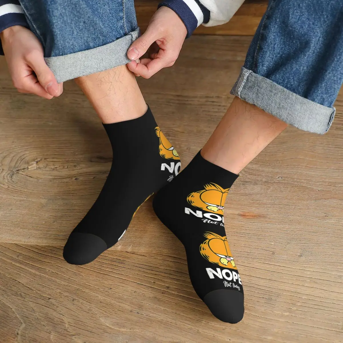 Garfields Nope Dress Socks Men Women Warm Funny Novelty Cat Crew Socks