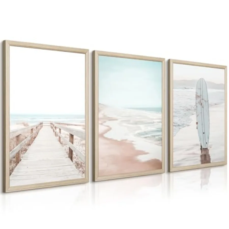 

Beach Coastal Wall Art Pictures Beachy Ocean Canvas Wall Decor Surf Aesthetic Wall Art Surfboard Beach Painting Poster Coastal