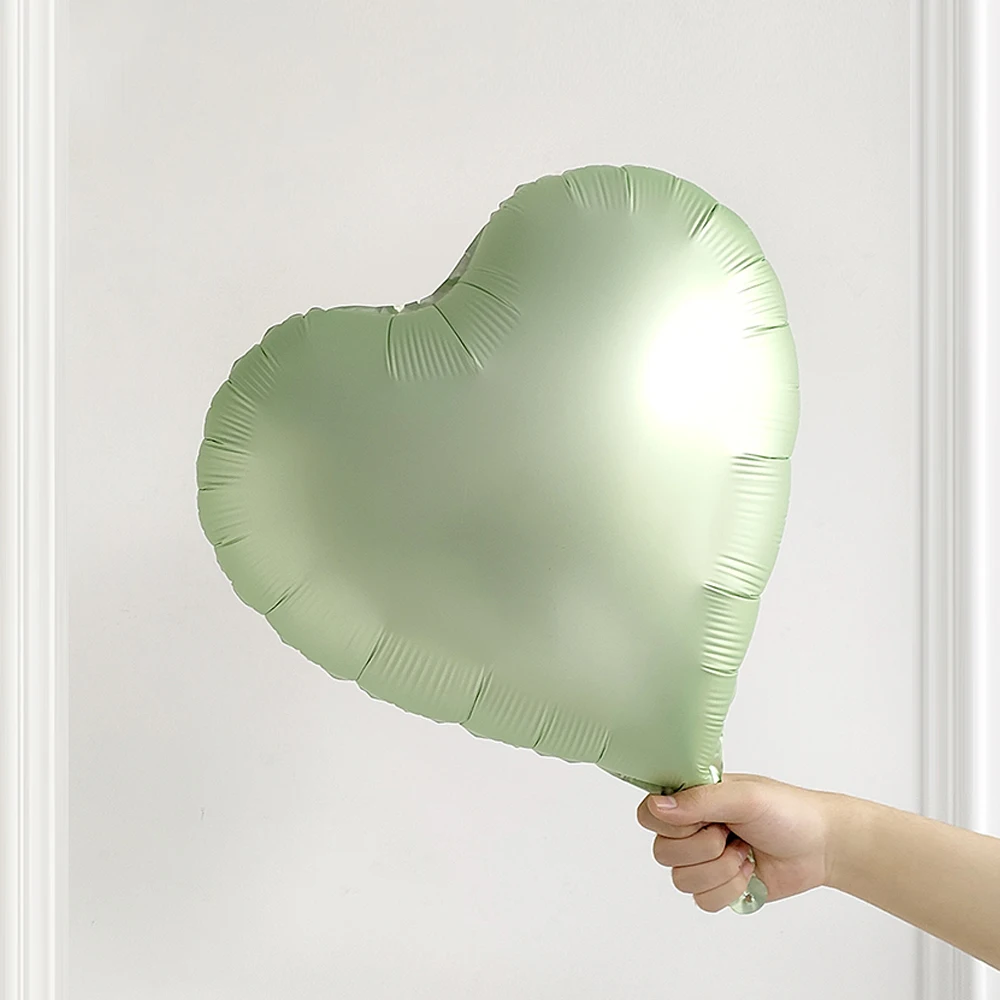 5/10Pcs 18inch Cream Heart Foil Balloon Sage Green Baby Pink Blue Brown Heart Helium Globos for Birthday Baby Shower Party Decor